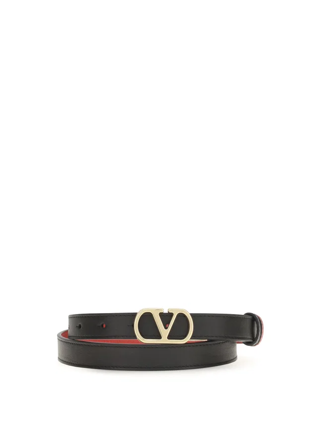 Valentino Garavani Reversible Vlogo Signature Belt — Black Calf Leather Bos Taurus in Black Calfskin from HEWI