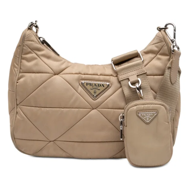 Beige Prada Quilted Re Nylon Padded Re Edition 2005 Crossbody in Beige Nylon from Designer Revival