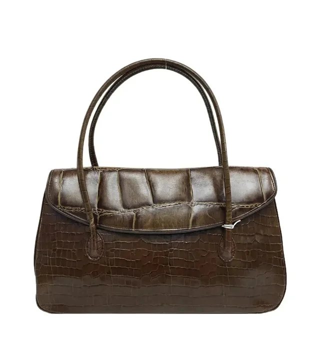 Givenchy Brown Cowhide Leather Embossed Shoulder Bag Handbag Gold Hardware in red|brown Leather from Grailed