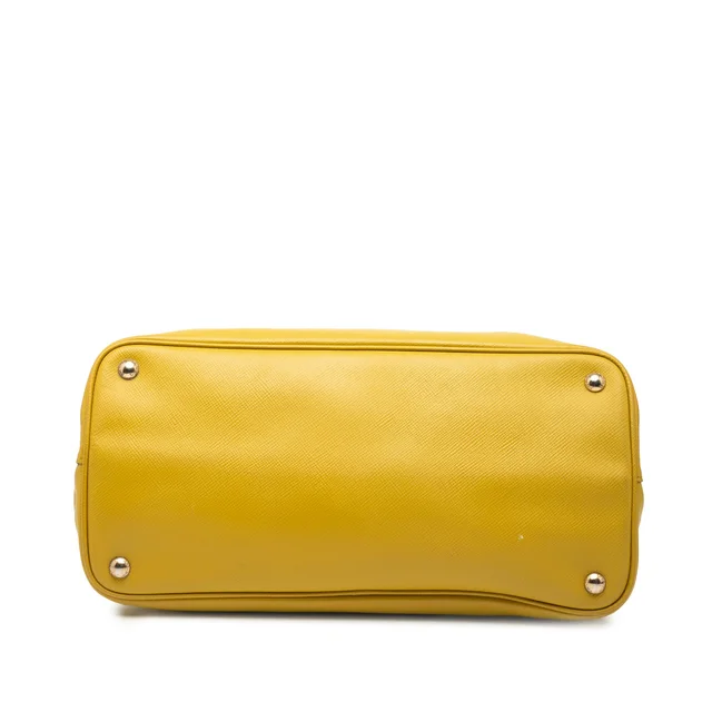 Yellow Prada Medium Saffiano Cuir Double Satchel in Yellow Saffiano leather from Designer Revival, photo 2 of 2