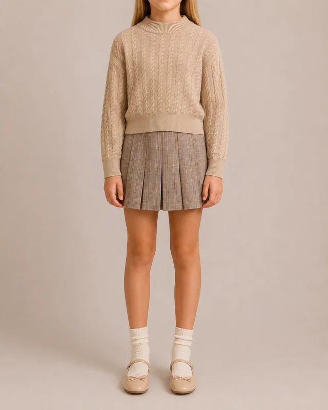 Loro Piana Kids Beige and Metallic Gold Cableknit Jumper Size 8 years in Beige from Sellier