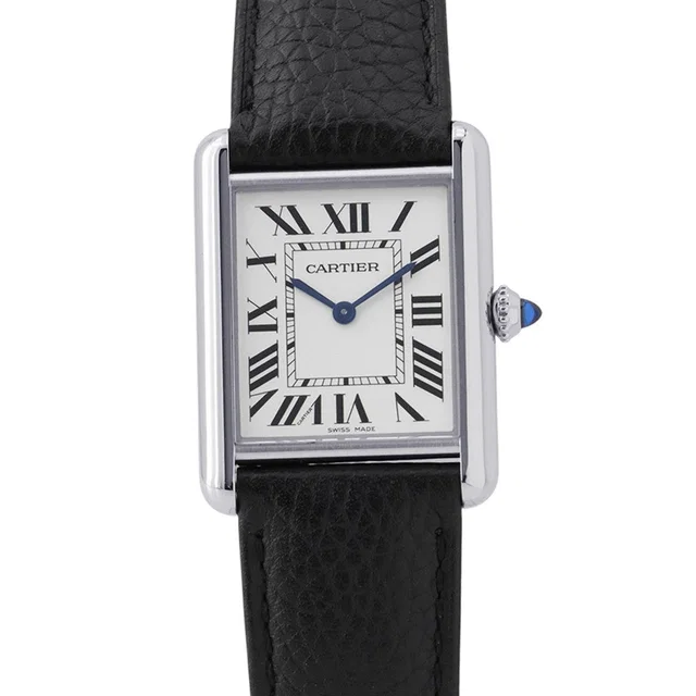 Cartier Tank must LM H33.7mm×W25.5mm Stainless Steel Leather Silver DialWSTA0041 in Silver Leather from GALLERY RARE
