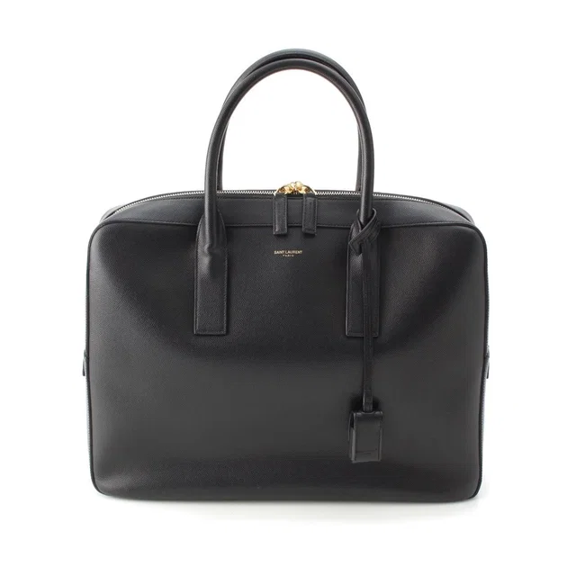 Saint Laurent Classic Museum Leather Business Tote Black in Black Leather from The Reluxe
