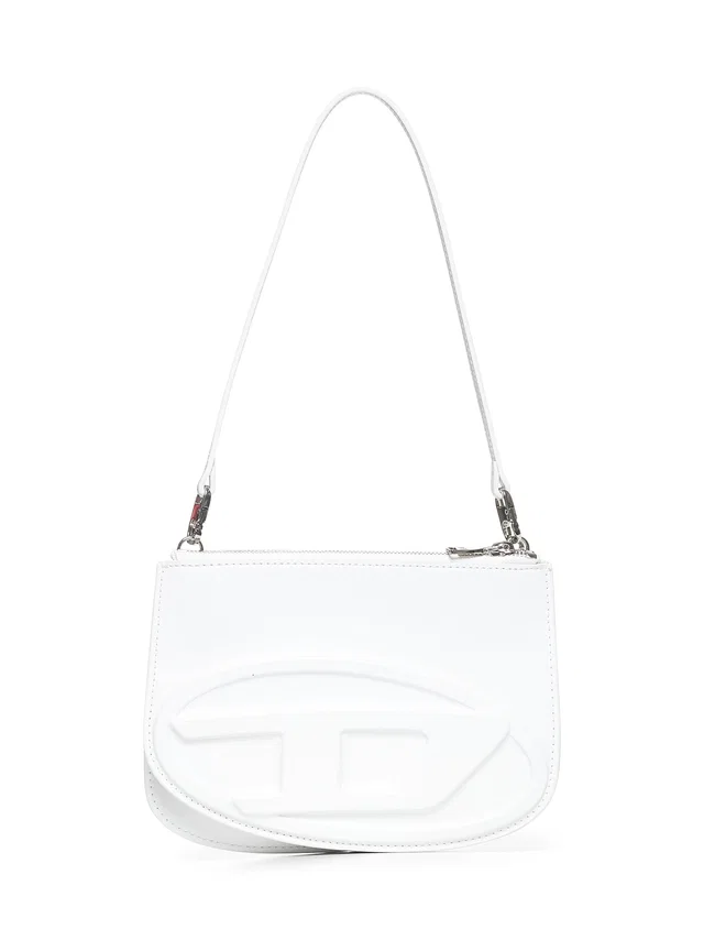 Diesel Embossed Logo Leather Shoulder Bag — White Bovine in White Leather from HEWI