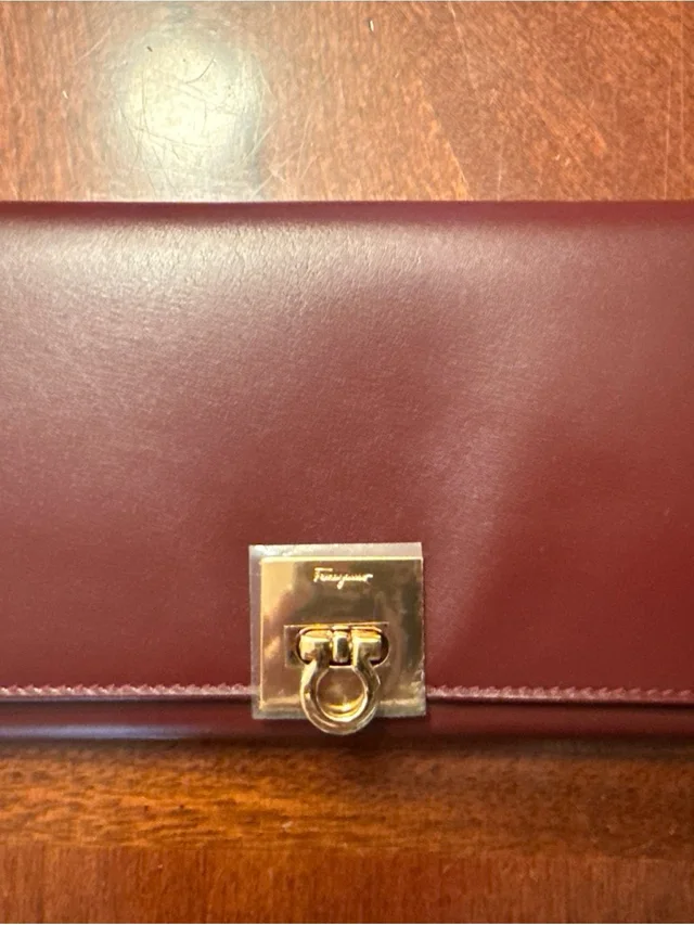 Ferragamo Burgundy Leather Wallet With Gold Hardware in gold|red Leather from Poshmark
