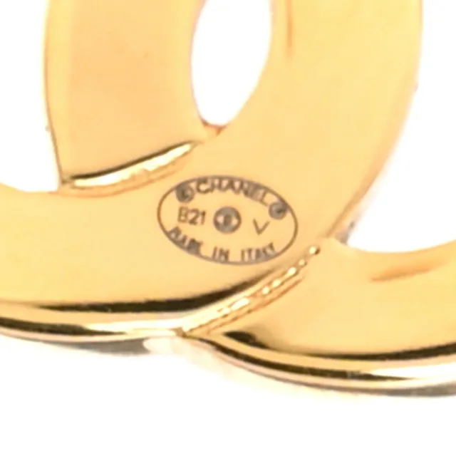 Chanel Metal CC Paris Button Stud Earrings Gold in Gold from FASHIONPHILE, photo 4 of 5