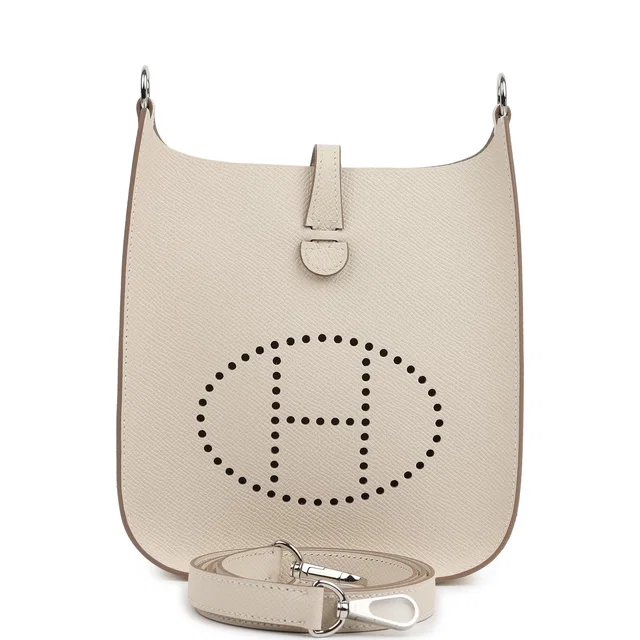 Hermès Evelyne Sellier TPM Craie Epsom Palladium Hardware in White Epsom leather from Madison Avenue Couture