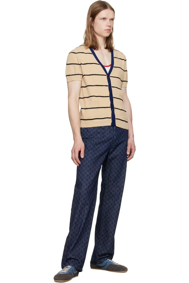 Dries Van Noten Navy Printed-Graphic Jeans, photo 4 of 4 from SSENSE