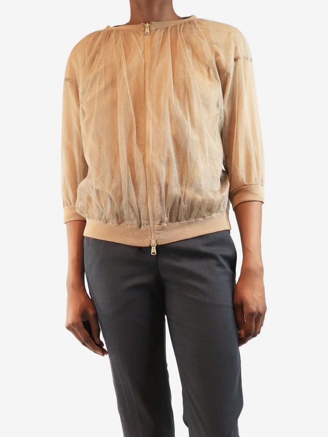Brunello Cucinelli Neutral tulle short sleeve jacket - size S from Sign of the Times