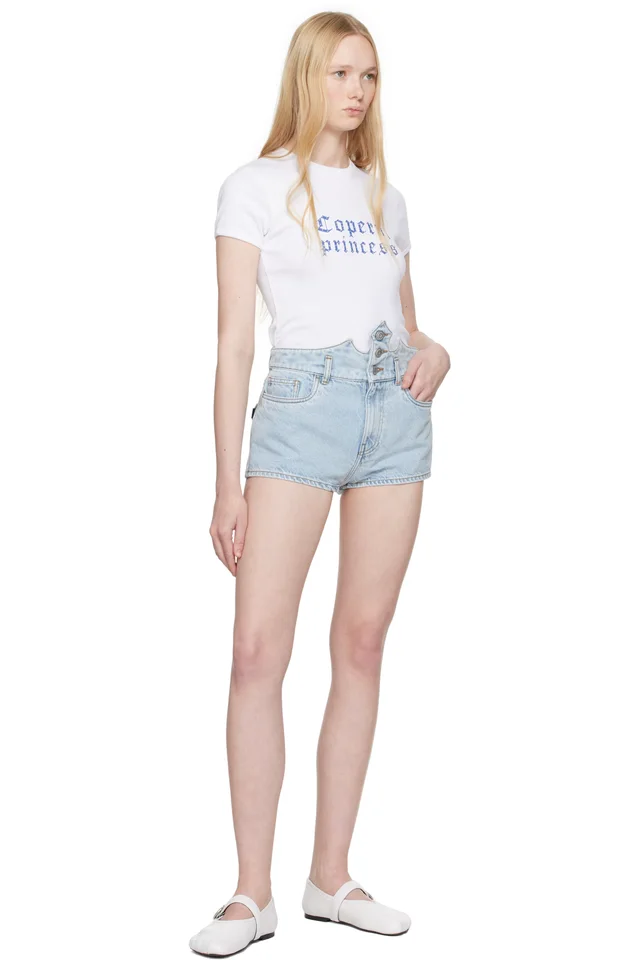 Coperni Blue Disney Crown Denim Shorts, photo 4 of 4 from SSENSE