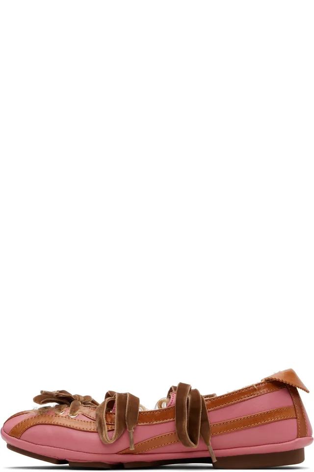 Kiko Kostadinov SSENSE Exclusive Pink & Brown Lella Hybrid Ballerina Flats, photo 3 of 5 from SSENSE