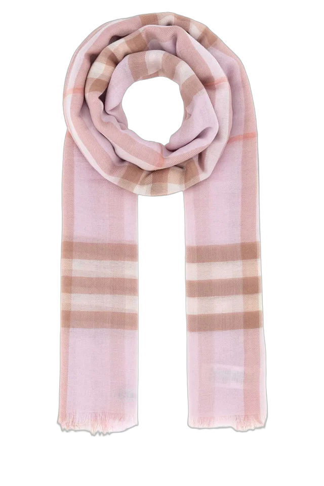 Burberry Striped Wool Scarf — Pink Exterior: Scarfs in Pink Wool from HEWI