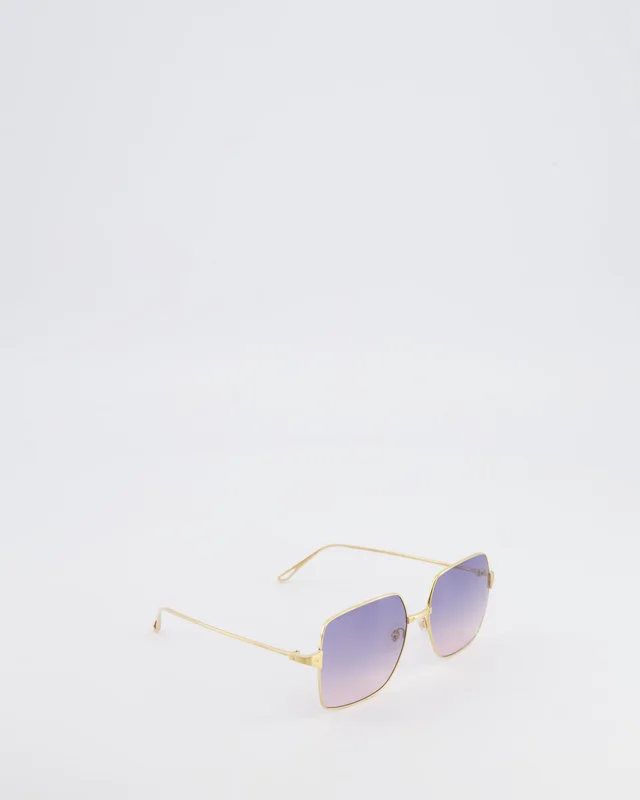 Gold Santos De Cartier 57MM Square Sunglasses with Pink Tone Lenses from Sellier