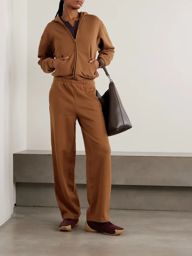 SKIMS Classic Cotton-Blend Jersey Straight-Leg Pants - Bison in Beige, photo 2 of 2 from NET-A-PORTER (Canada)