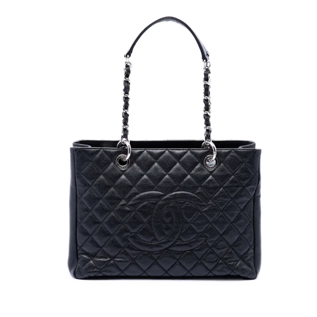Black Chanel Caviar Grand Shopping Tote in Black Caviar leather from Designer Revival