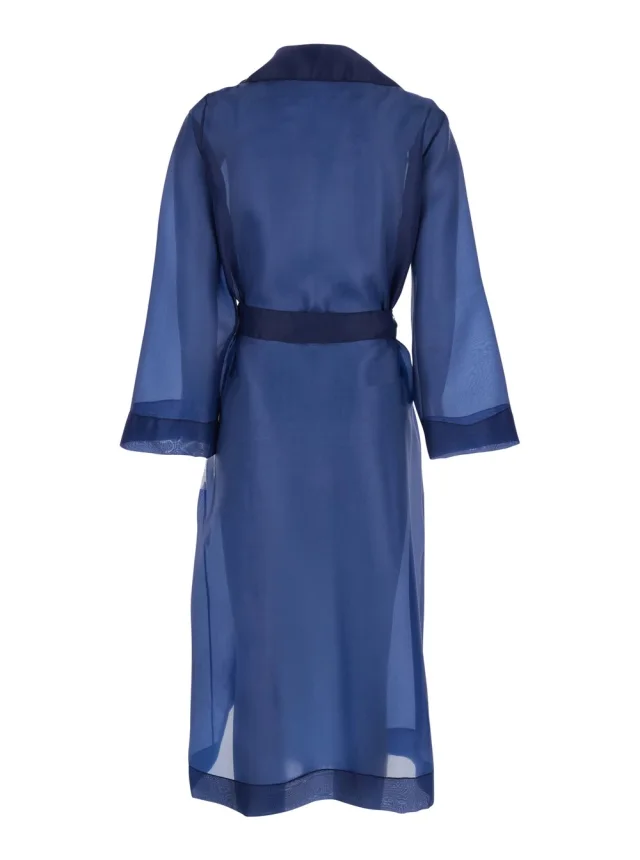 LEPLAIN Blue Light Trench with Notched Revers and Front Belt Closure in Tech Fabric Woman in Blue 100% Polyester, photo 3 of 6 from Gaudenzi Boutique