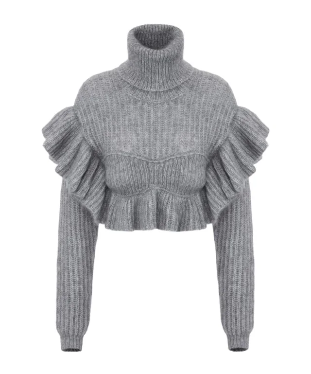 Elisabetta Franchi Ruffled Cropped Knitted Sweater from SENSER, photo 1 of 1