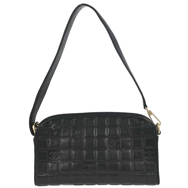 Chanel 2003-2004 Black Lambskin Choco Bar Handbag in Black Lambskin from AMORE Vintage Tokyo