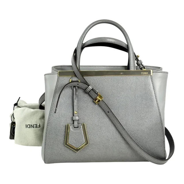 Fendi Petite 2Jours Vitello Elite Tote Grey Bag in Grey from Luxury Promise