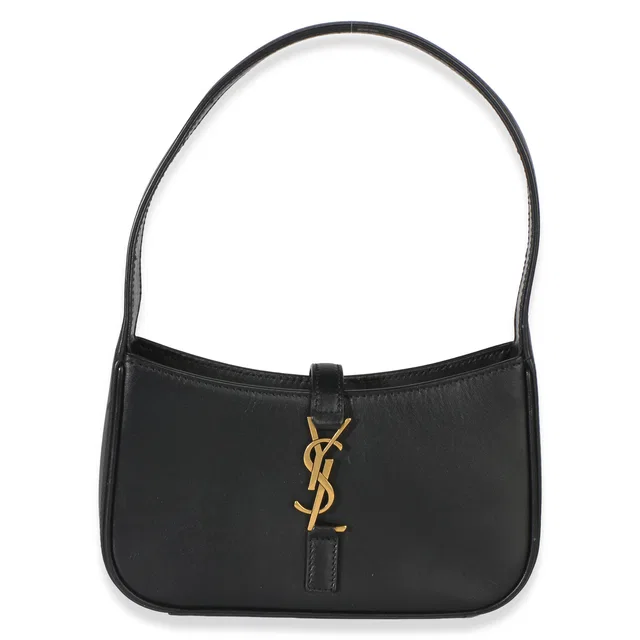 Saint Laurent Black Smooth Calfskin Mini Le 5 a 7 Hobo in Black Calfskin from myGemma