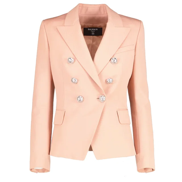 Balmain Pink Wool 6-Button Jacket - Size 36 in Pink Wool from Labellov