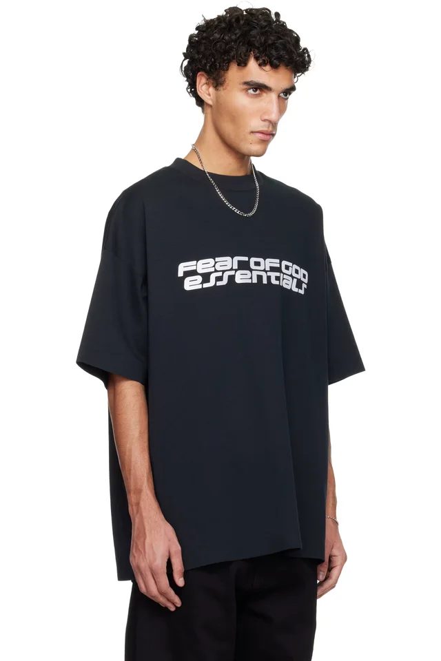 Fear of God ESSENTIALS Black Holiday Ponte 90s T-shirt, photo 2 of 4 from SSENSE