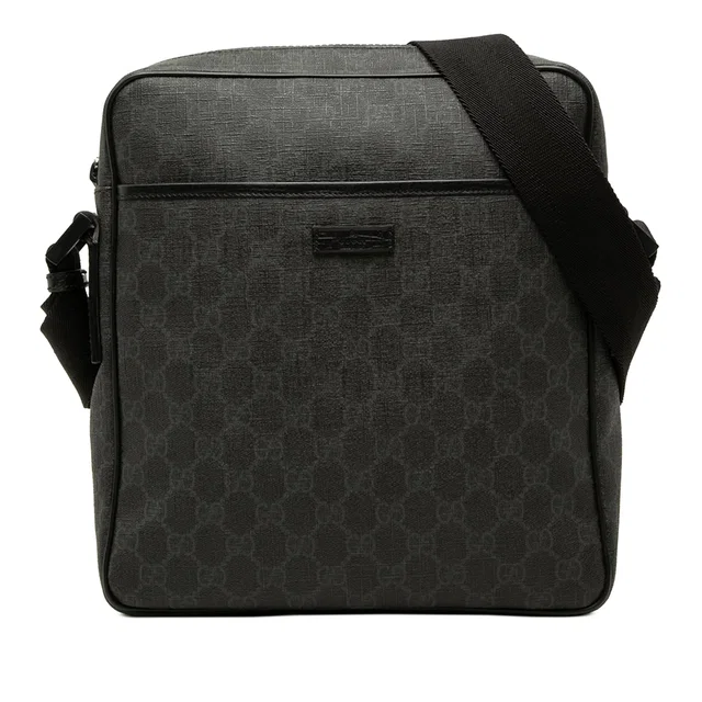 Black Gucci GG Supreme Crossbody in Black Coated canvas from Designer Revival