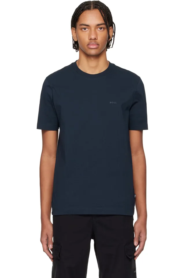 BOSS Navy Logo Cotton Jersey T-shirt from SSENSE, photo 1 of 1