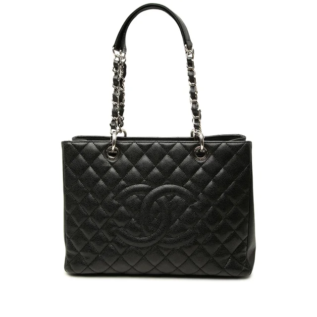 Black Chanel Caviar Grand Shopping Tote in Black Caviar leather from Designer Revival