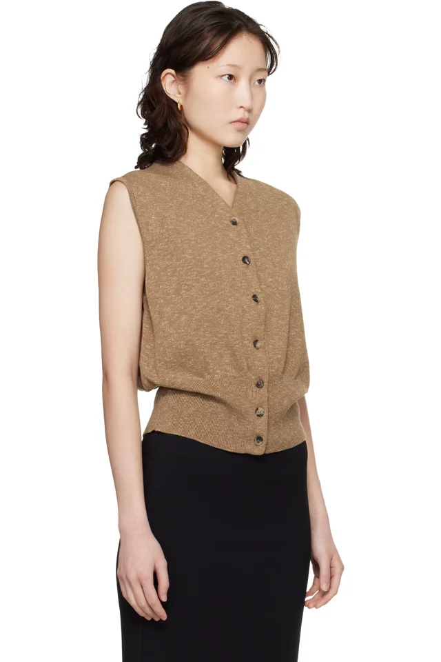 Cordera Khaki Flecked Cotton Waistcoat, photo 2 of 4 from SSENSE