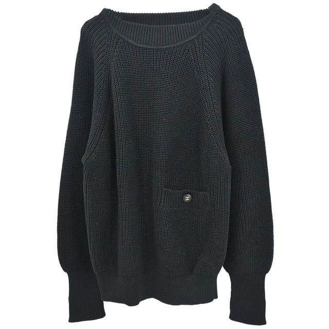 Chanel 1996 Sweater Knit Top Black #38 in Black from AMORE Vintage Tokyo