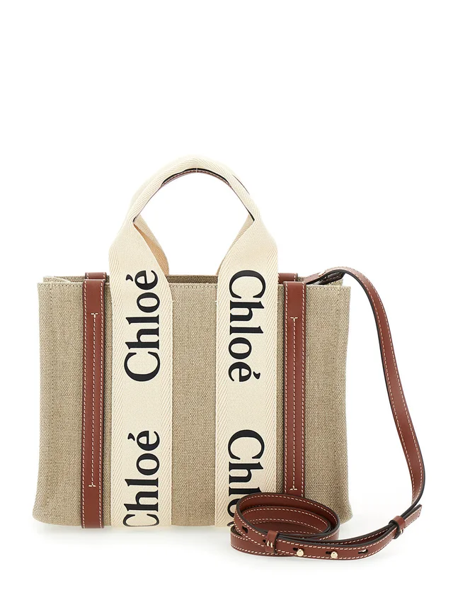 Chloé Woody Tote Bag — Beige Linen in Beige Canvas from HEWI, photo 2 of 2