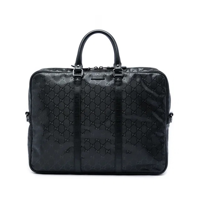 Black Gucci GG Imprime Business Bag in Black Coated canvas from Designer Revival
