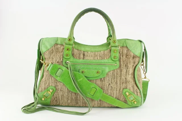 Balenciaga Green Classic City 2way Moto Bag in Green Leather from Bagriculture