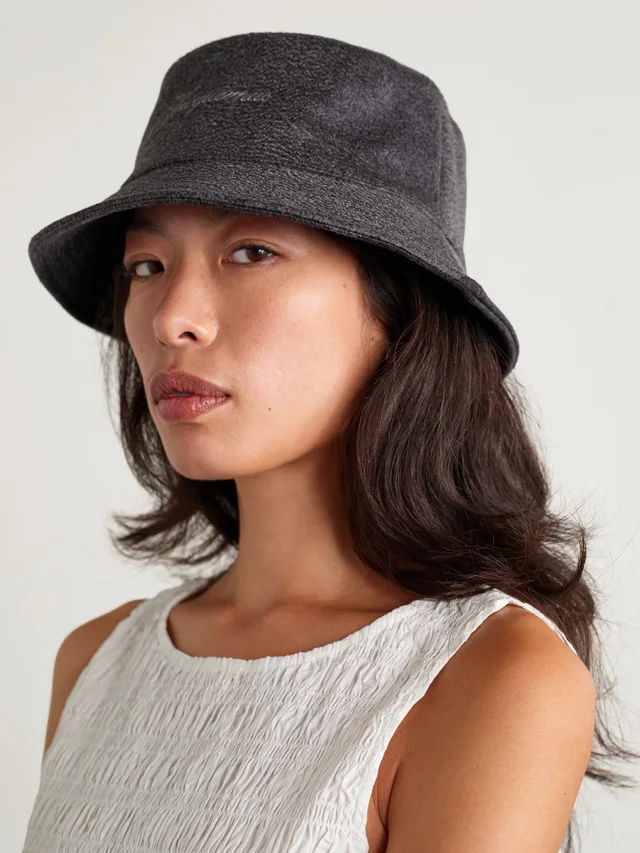JACQUEMUS Le Bob embroidered wool bucket hat in Grey, photo 2 of 2 from NET-A-PORTER (Canada)