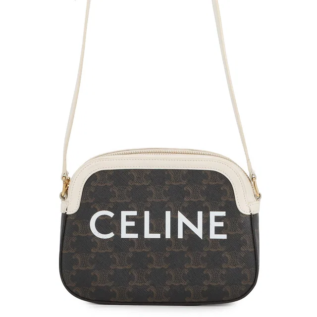 Celine Triomphe Camera Bag Brown/White191522 PVC Leather in Brown Leather from GALLERY RARE