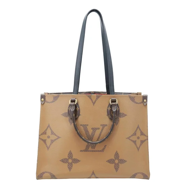 Louis Vuitton Onthego MM Reverse Monogram Giant Canvas Tote Bag Brown in Brown Canvas from Dallas Designer Handbags