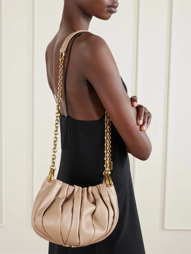 CHLOÉ Pleated leather shoulder bag in Pink, photo 2 of 2 from NET-A-PORTER (Canada)