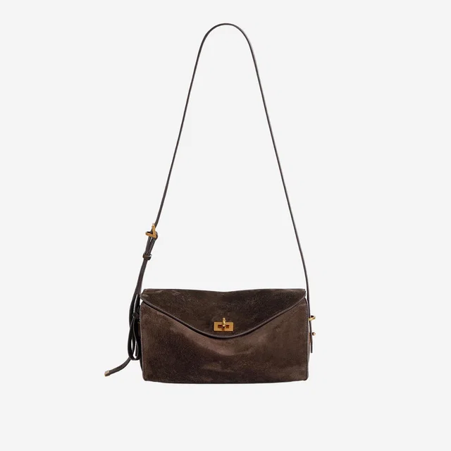 Balenciaga Suede Leather Shoulder Bag — Brown in Brown Suede from HEWI