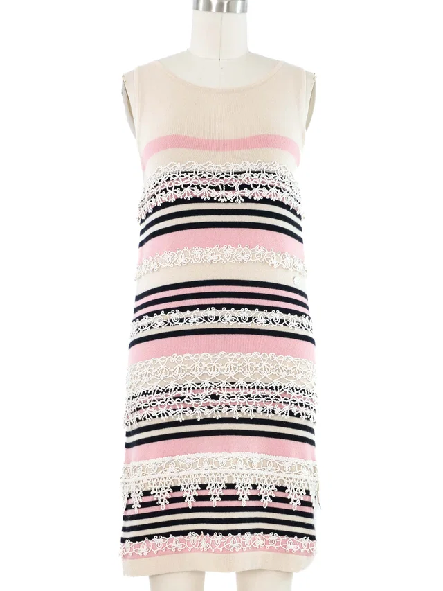 2000s Chanel Striped Knit Mini Dress in Cashmere from Arcade Vintage