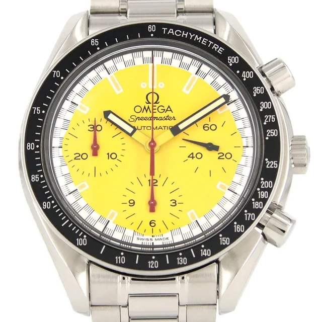 Omega Speedmaster Racing 3510.12 SS Automatic in Dial color: Yellow Case: stainless steel Bracelet: stainless steel from KOMEHYO