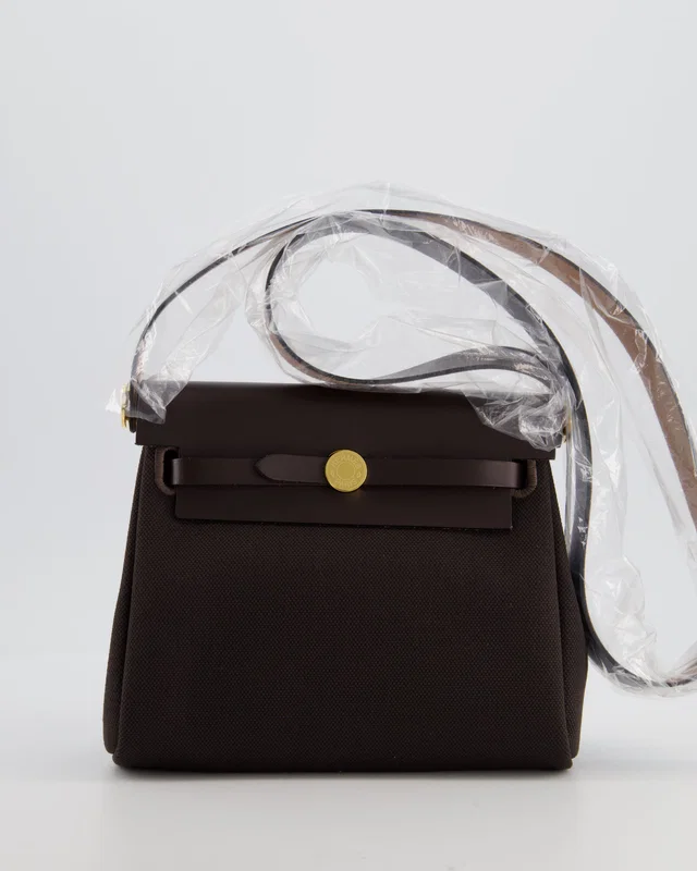 Hermès Herbag Zip 20 Bag in Brown Canvas from Sellier