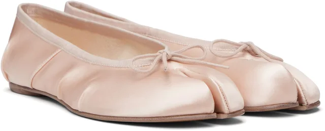 Maison Margiela Pink Tabi Satin Ballerina Flats, photo 8 of 8 from SSENSE