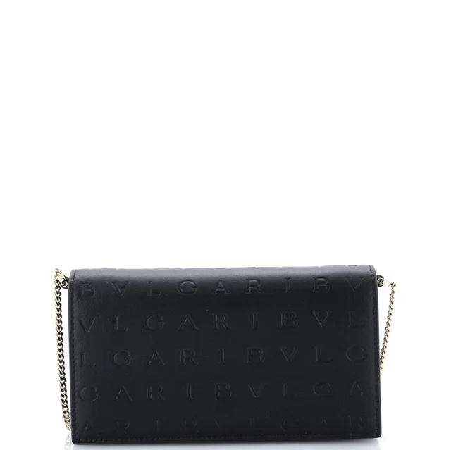 Bvlgari Logo Infinitum Chain Wallet Embossed Leather in black Leather from Rebag