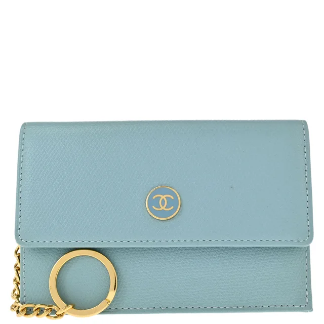 Chanel 2003-2004 Light Blue Calfskin Coin Purse Wallet in Blue Calfskin from AMORE Vintage Tokyo