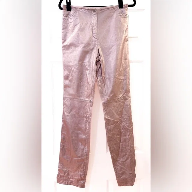 Escada Vintage Leather Lambskin Pants Metallic Pastel Pink Eu Sz 36 Us Sz Xs in pink Lambskin from Poshmark