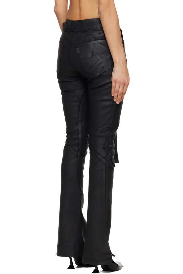 Ottolinger Black Glazed Mulitline Jeans, photo 3 of 4 from SSENSE
