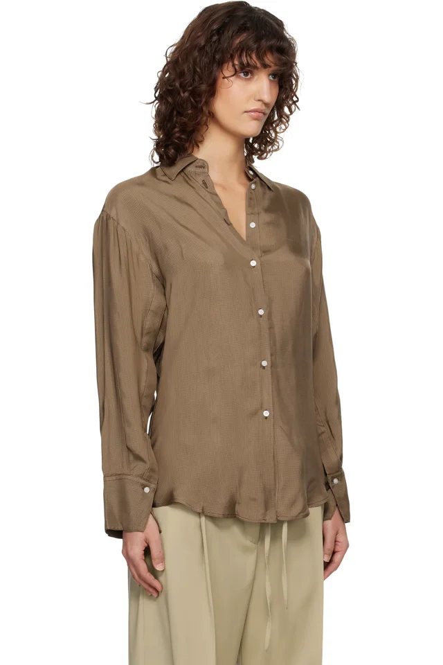 Róhe Brown Relaxed Shaped Shirt, photo 2 of 4 from SSENSE