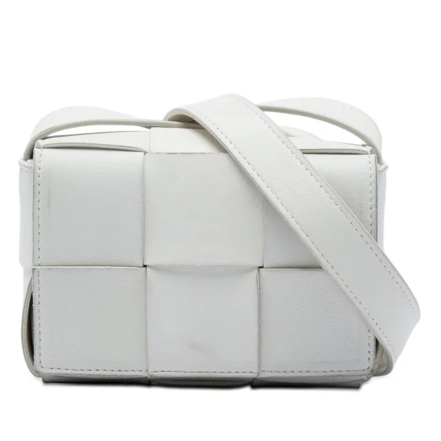 White Bottega Veneta Candy Nappa Intrecciato Cassette Crossbody in White Nappa leather from Designer Revival
