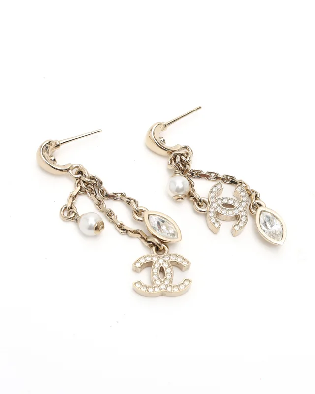 Chanel Coco Mark Rhinestone Dangling Earrings from A Retro Tale, photo 2 of 5
